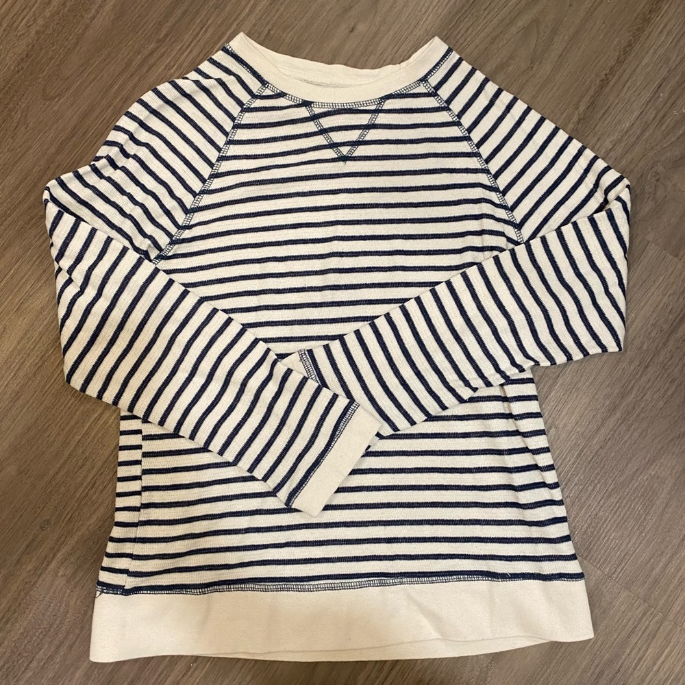 Blue & White Striped Crewneck Sweater